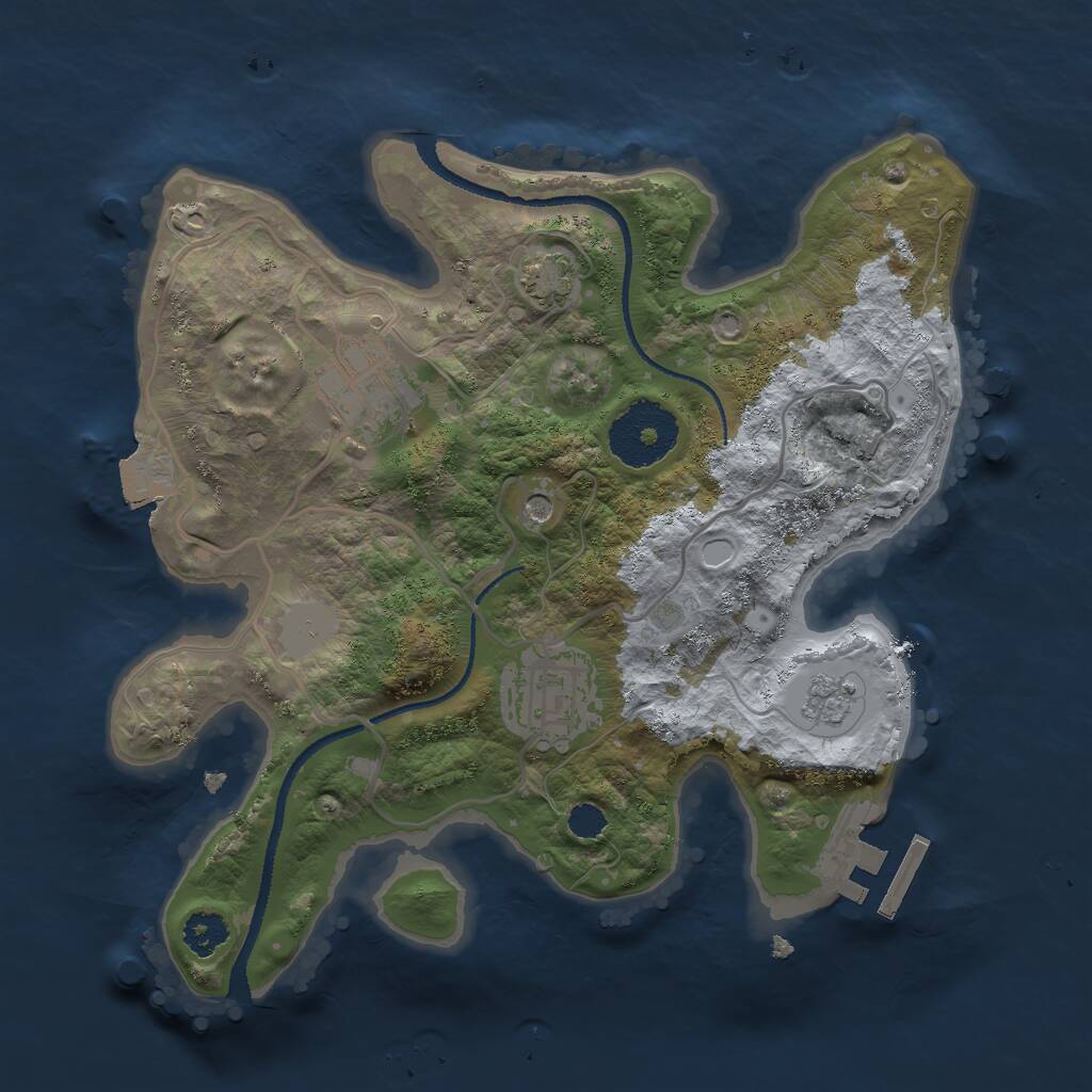 Rust Map: Procedural Map, Size: 2500, Seed: 1251570120, 7 Monuments