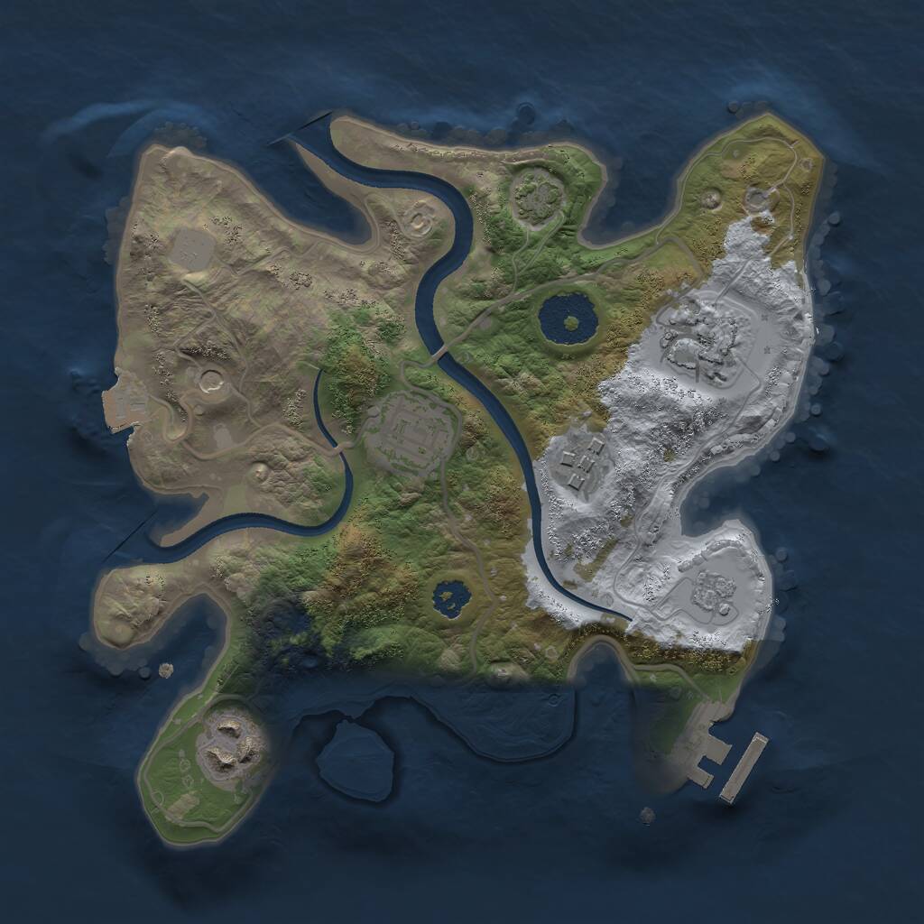Rust Map: Procedural Map, Size: 2500, Seed: 1251570120, 9 Monuments