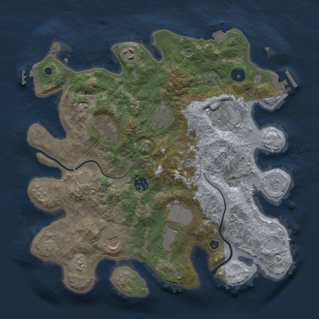 Rust Map: Procedural Map, Size: 3500, Seed: 1707474841, 14 Monuments