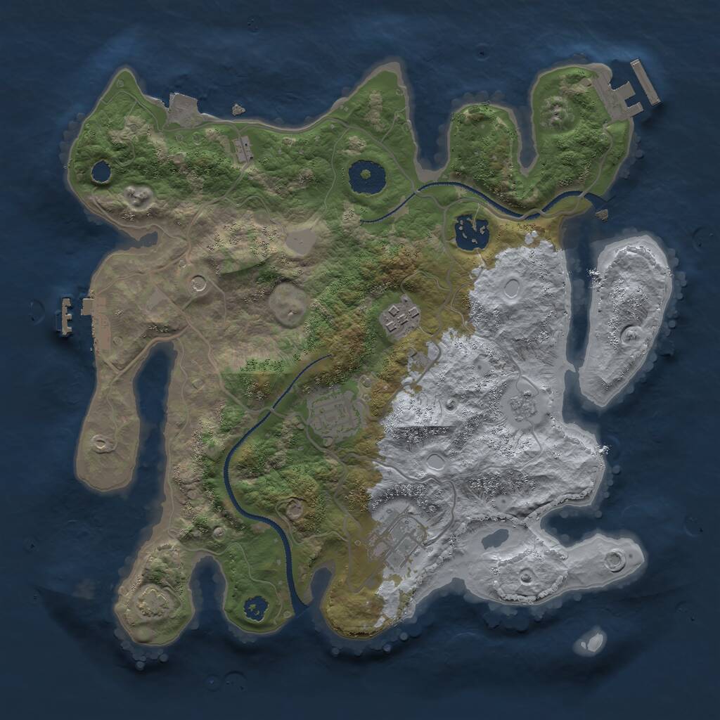 Rust Map: Procedural Map, Size: 3000, Seed: 2089547305, 10 Monuments
