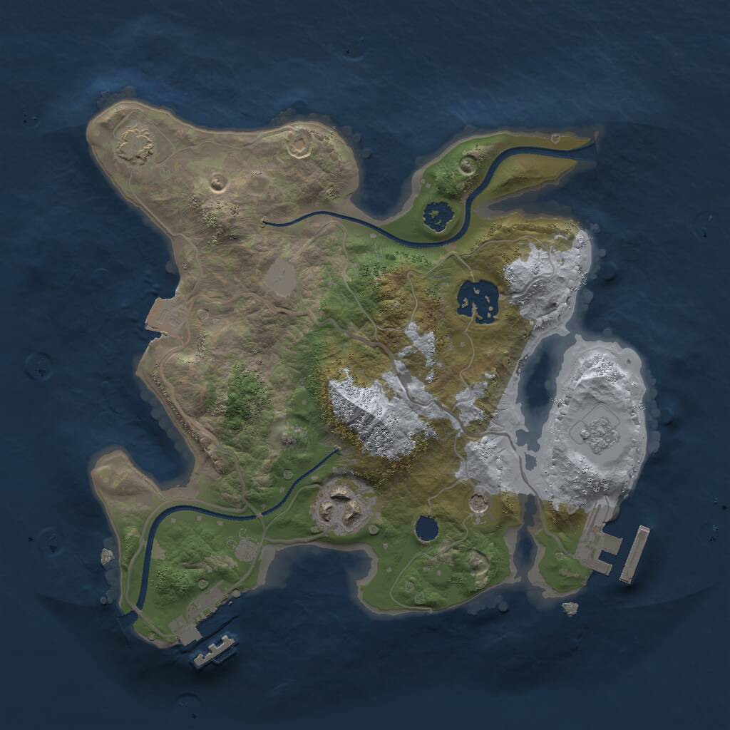 Rust Map: Procedural Map, Size: 2500, Seed: 358737804, 8 Monuments