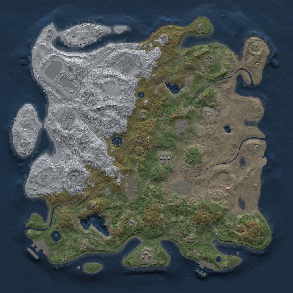Rust Map: Procedural Map, Size: 4250, Seed: 1009498821, 17 Monuments