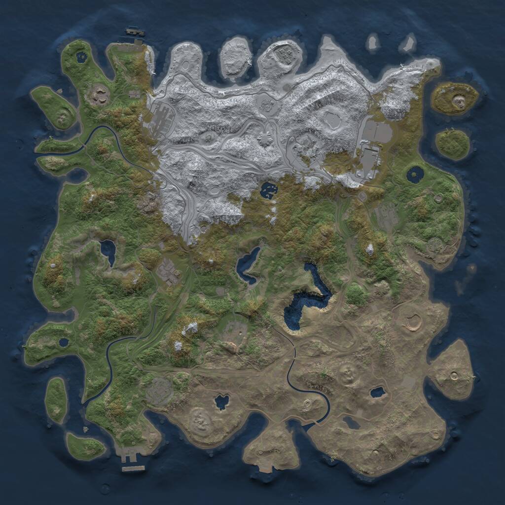 Rust Map: Procedural Map, Size: 4500, Seed: 410237, 17 Monuments