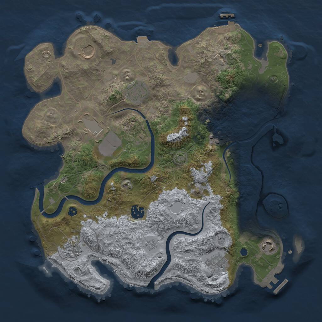 Rust Map: Procedural Map, Size: 3500, Seed: 650943866, 14 Monuments