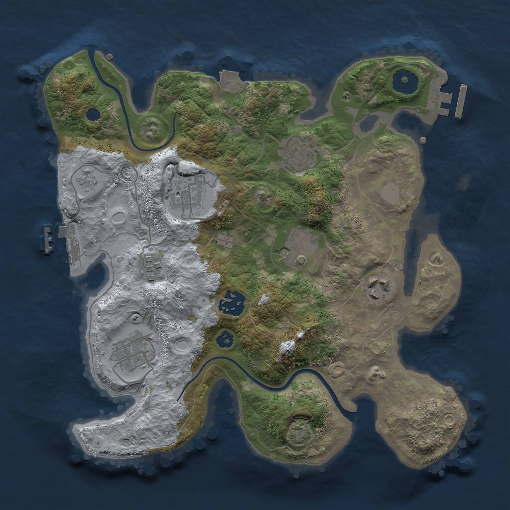 Rust Map: Procedural Map, Size: 3000, Seed: 12493505, 12 Monuments