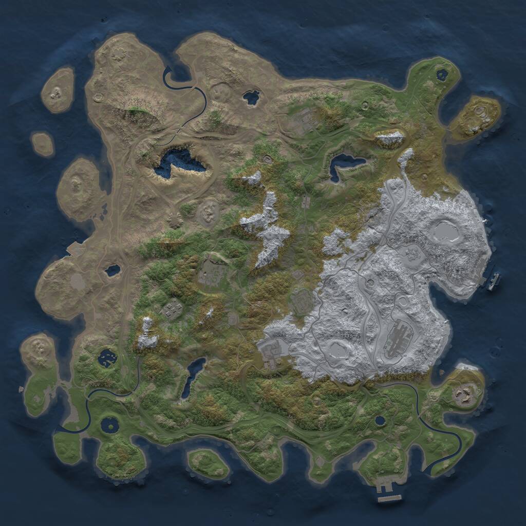 Rust Map: Procedural Map, Size: 4500, Seed: 1807538958, 14 Monuments