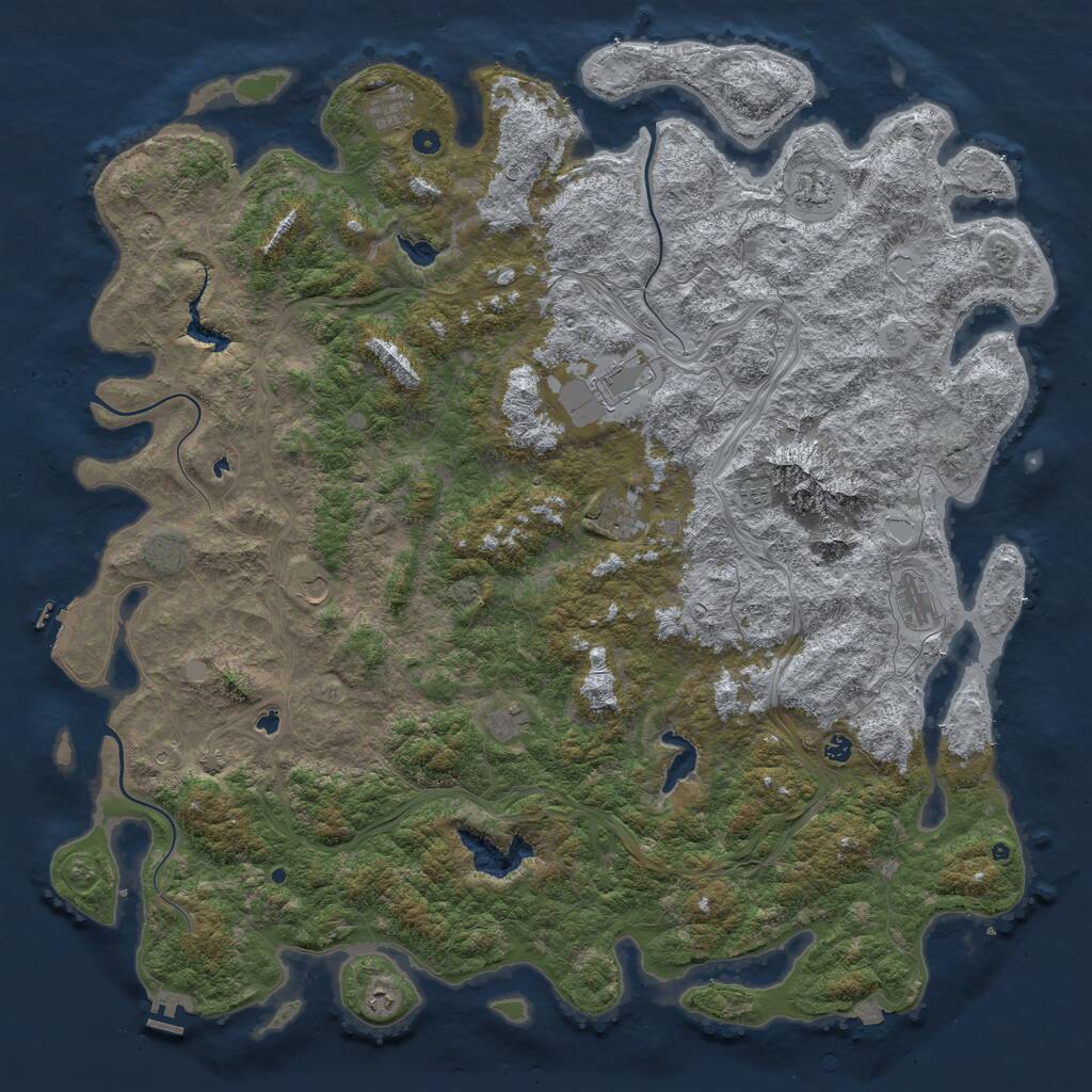 Rust Map: Procedural Map, Size: 6000, Seed: 882024, 17 Monuments