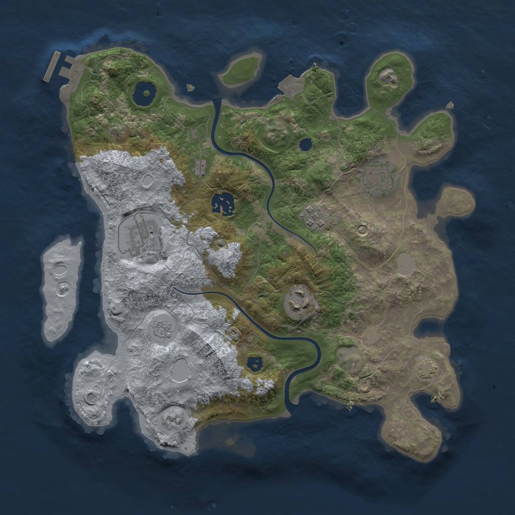 Rust Map: Procedural Map, Size: 3211, Seed: 779699744, 9 Monuments