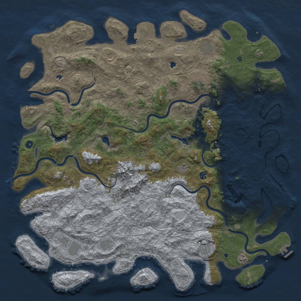 Rust Map: Procedural Map, Size: 6000, Seed: 93357033, 19 Monuments