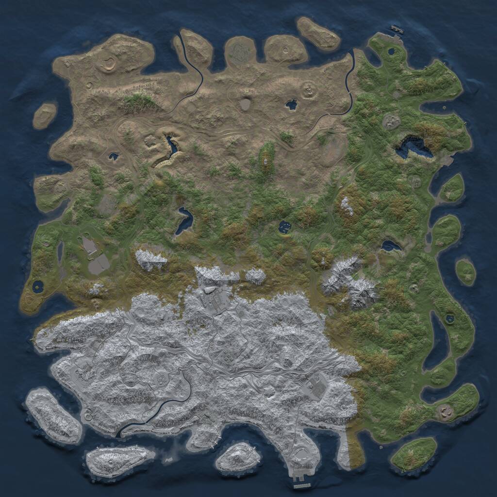 Rust Map: Procedural Map, Size: 6000, Seed: 93357033, 17 Monuments