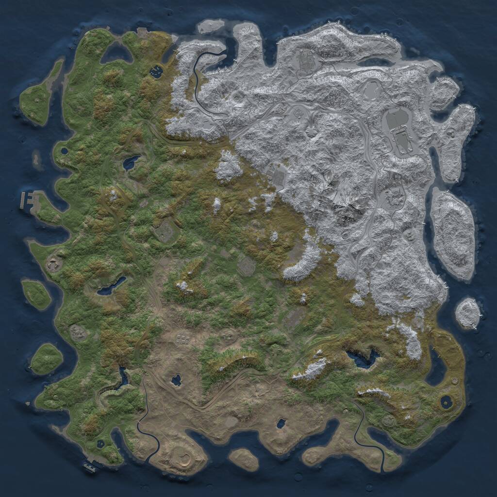 Rust Map: Procedural Map, Size: 6000, Seed: 83993296, 17 Monuments