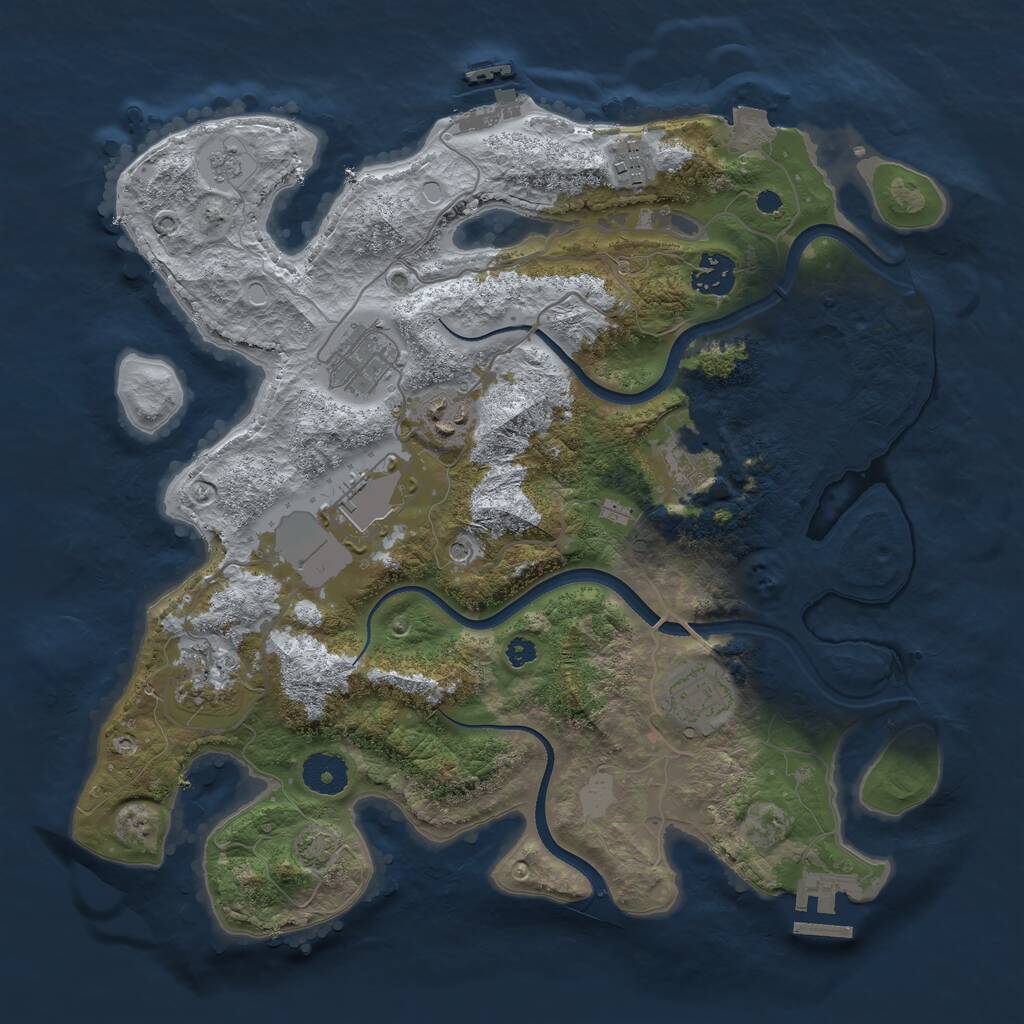 Rust Map: Procedural Map, Size: 3500, Seed: 1250398391, 14 Monuments