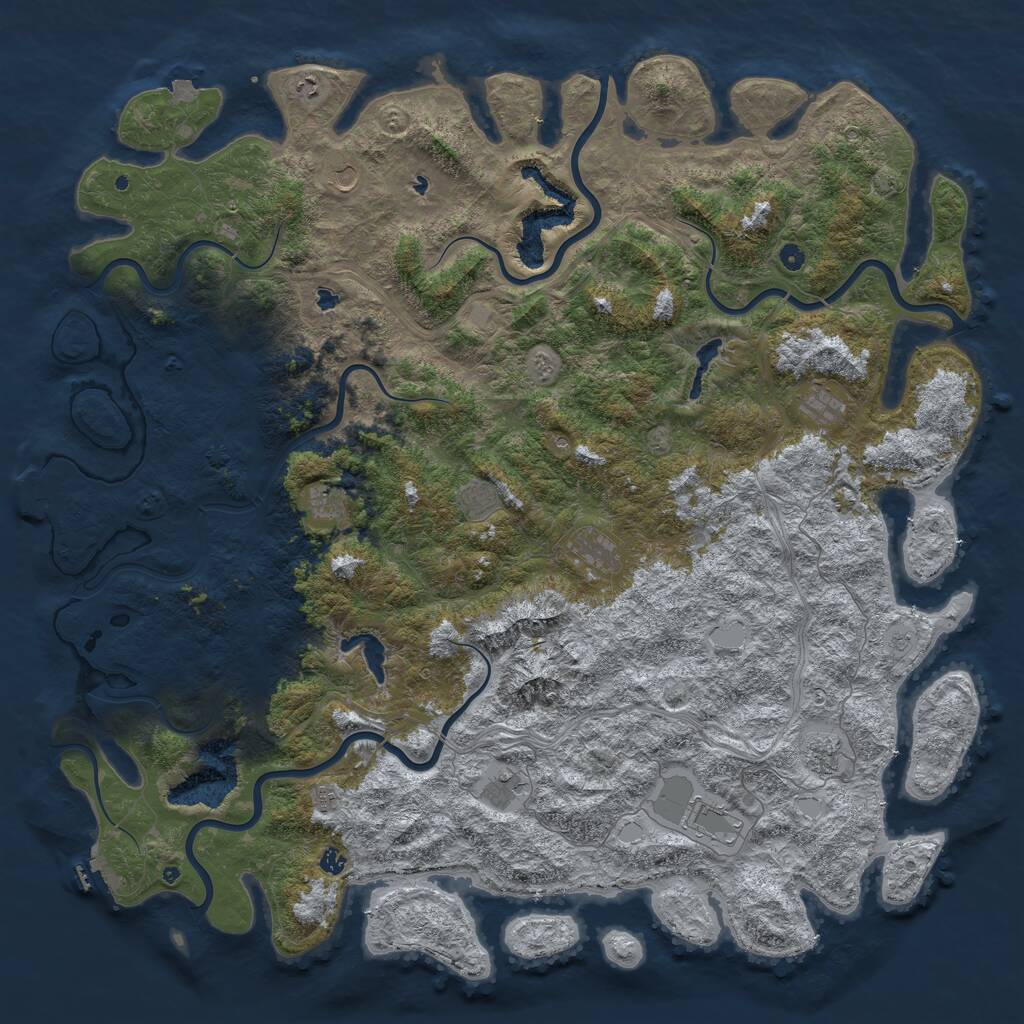 Rust Map: Procedural Map, Size: 6000, Seed: 792294307, 19 Monuments