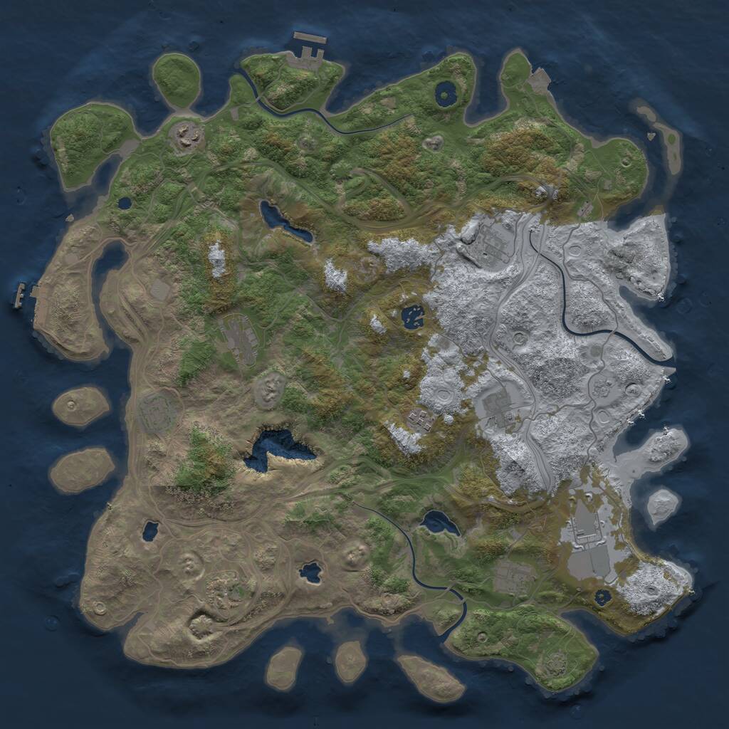 Rust Map: Procedural Map, Size: 4500, Seed: 474686, 16 Monuments
