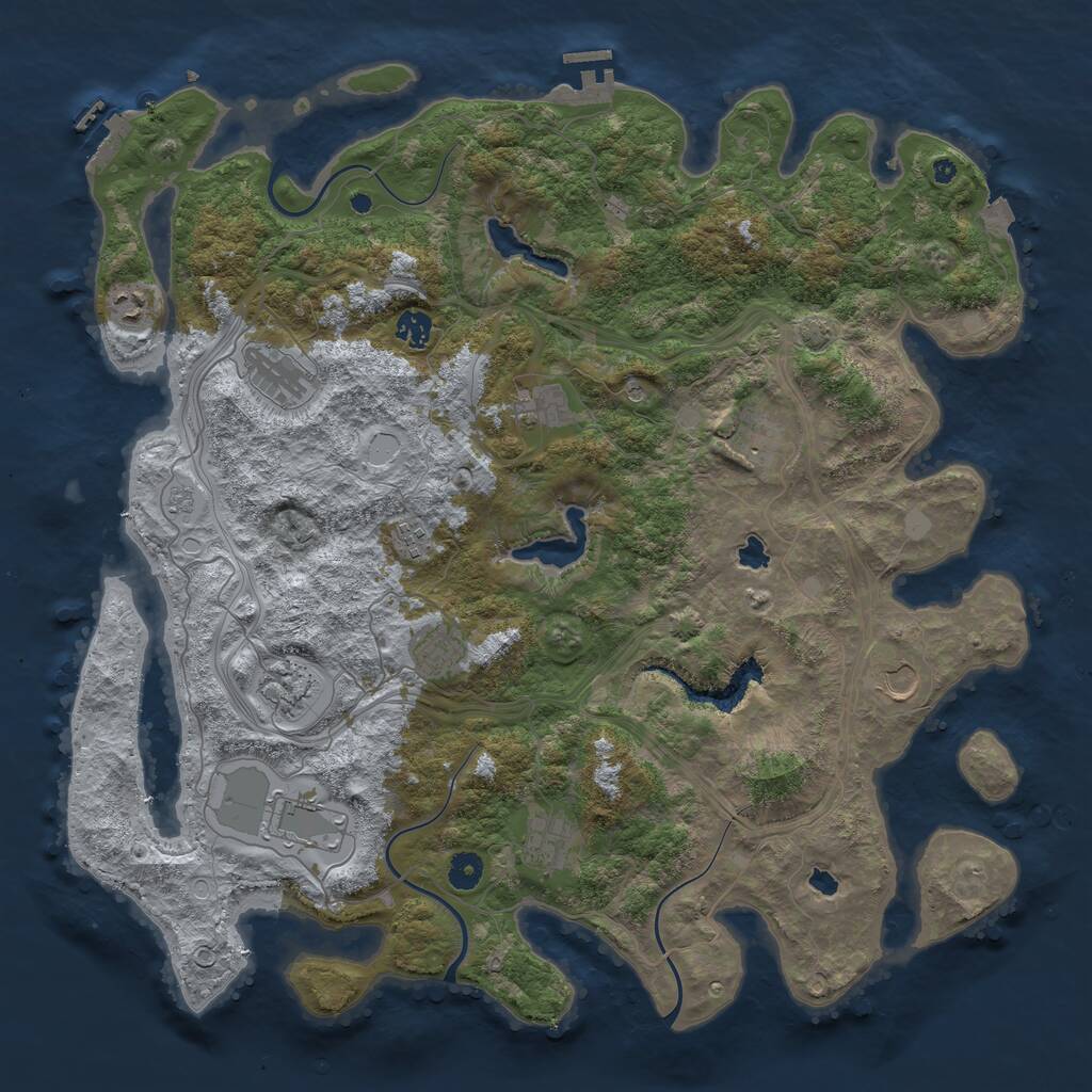 Rust Map: Procedural Map, Size: 4500, Seed: 799193509, 17 Monuments