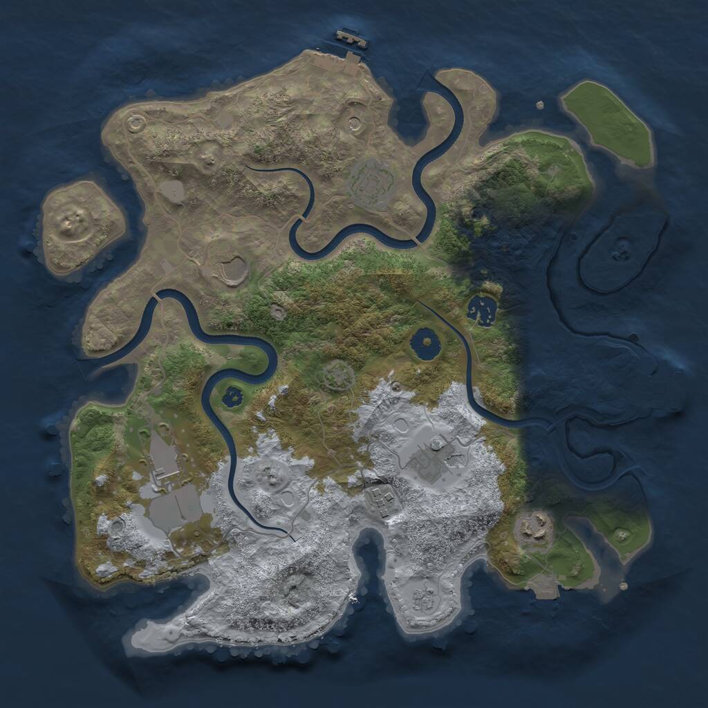 Rust Map: Procedural Map, Size: 3500, Seed: 275070416, 13 Monuments