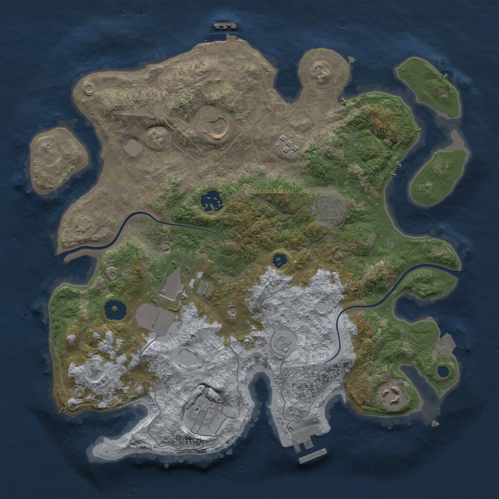 Rust Map: Procedural Map, Size: 3500, Seed: 275070416, 13 Monuments