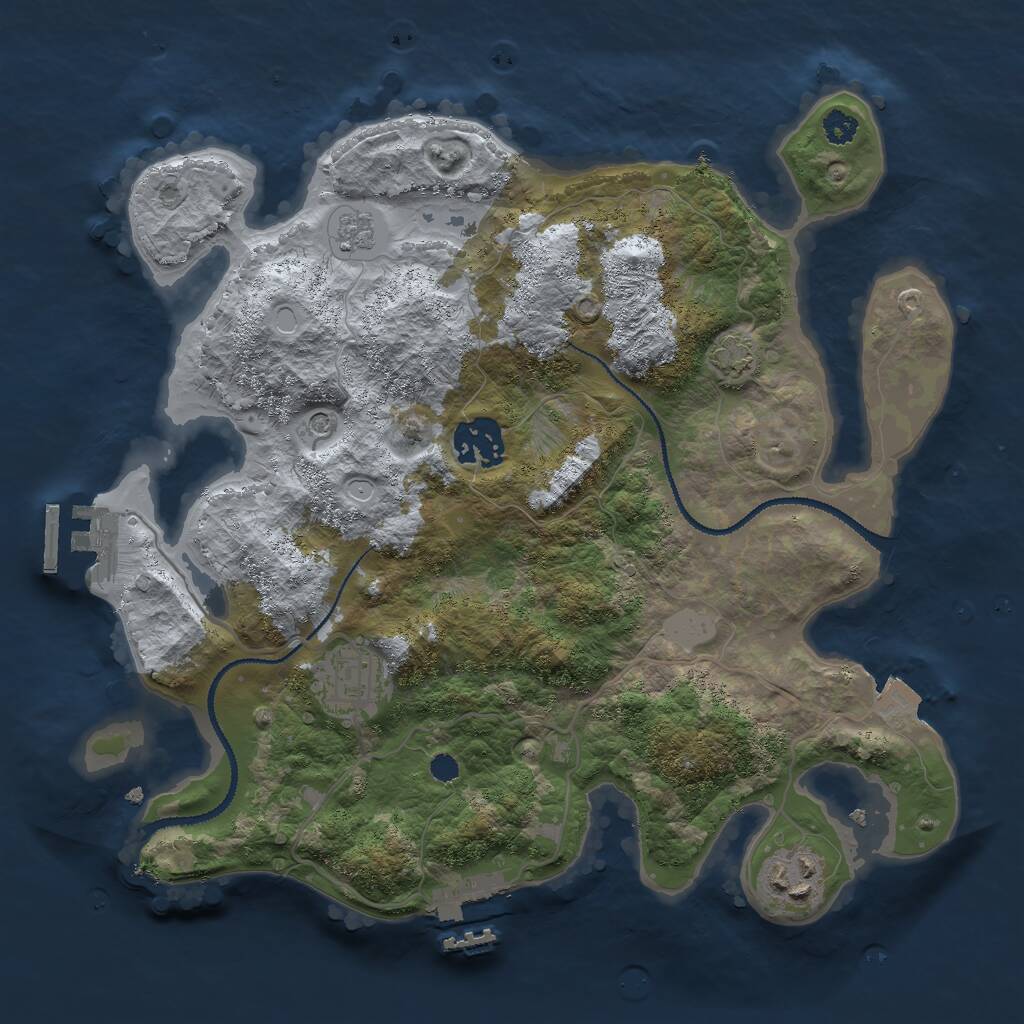 Rust Map: Procedural Map, Size: 3000, Seed: 25979, 9 Monuments