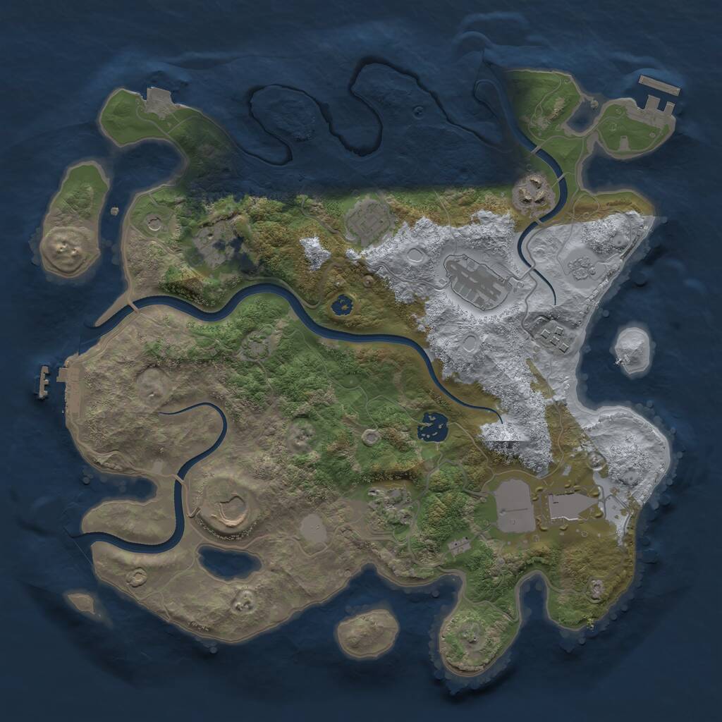 Rust Map: Procedural Map, Size: 3500, Seed: 13083, 15 Monuments