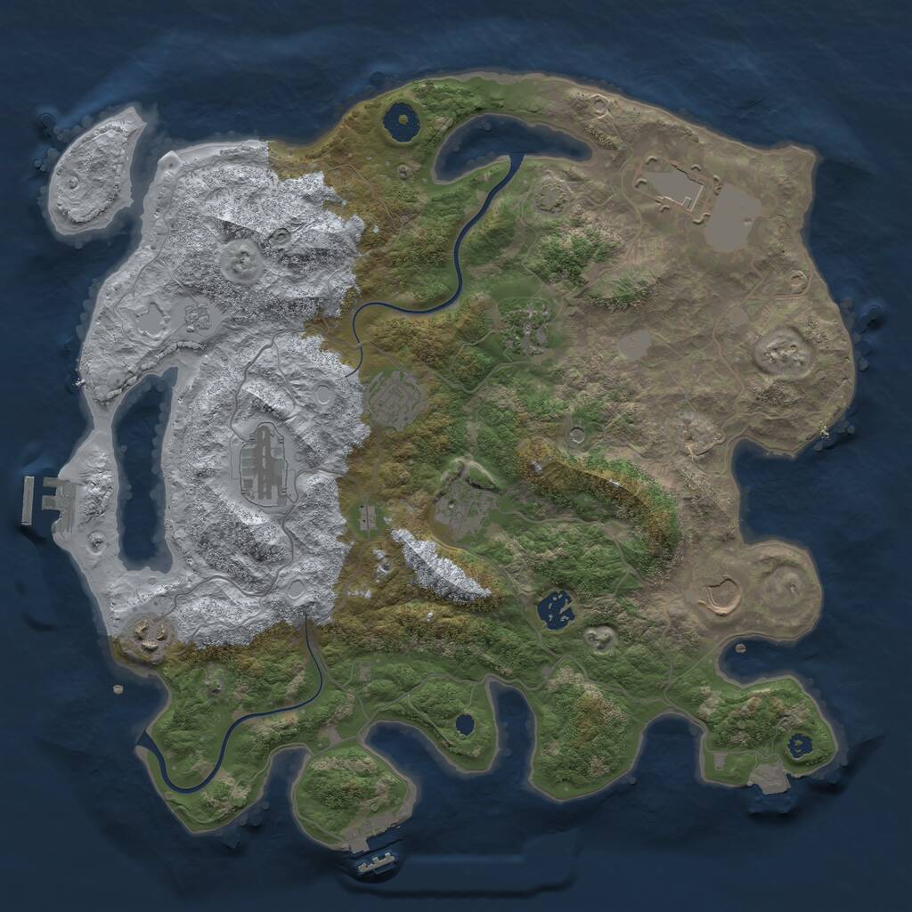 Rust Map: Procedural Map, Size: 3750, Seed: 442093649, 14 Monuments