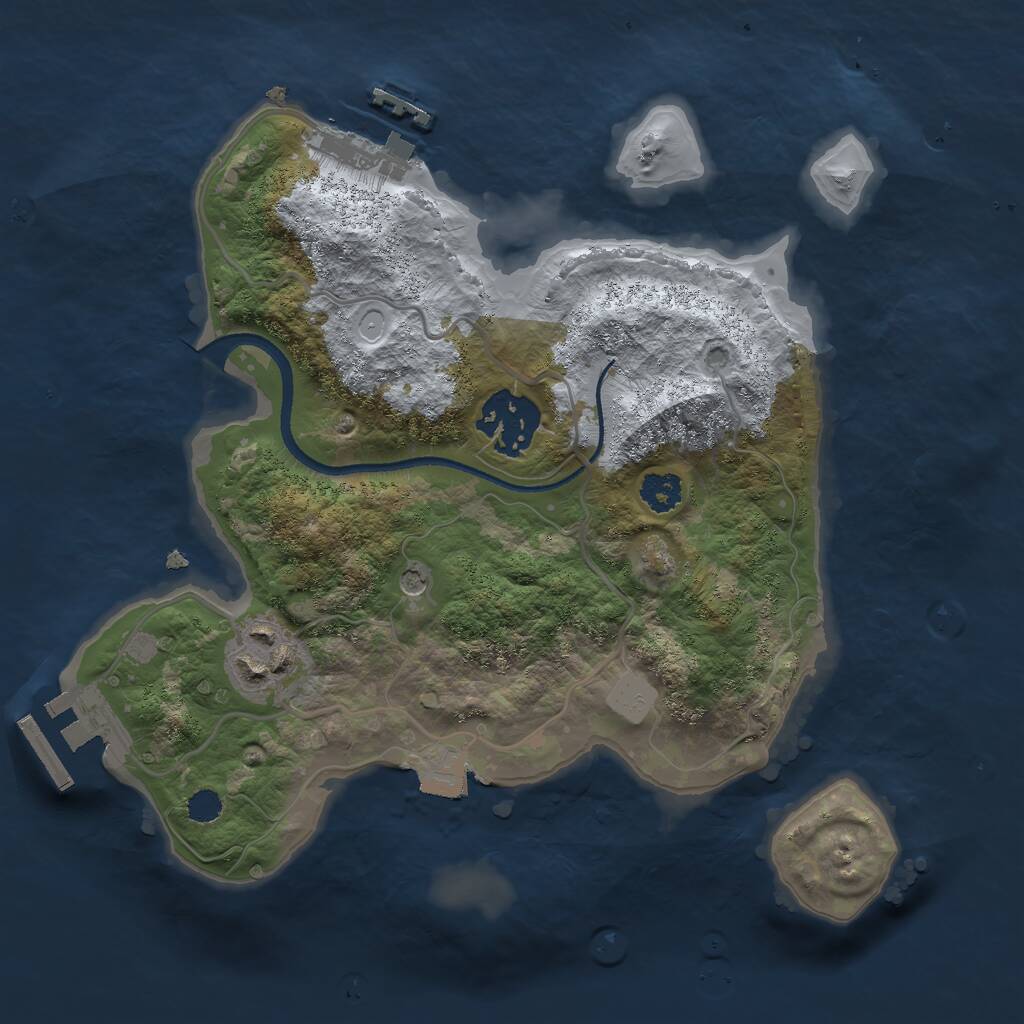 Rust Map: Procedural Map, Size: 2500, Seed: 75156, 6 Monuments