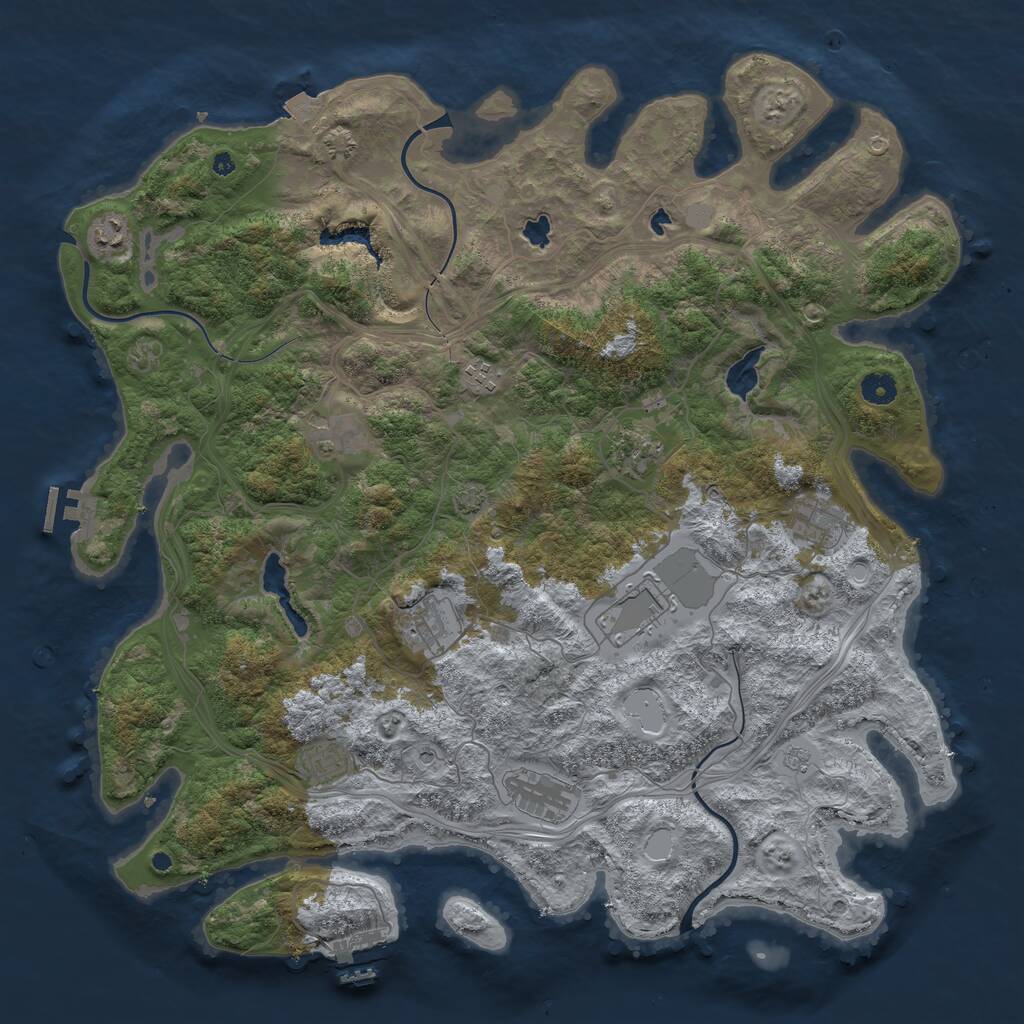 Rust Map: Procedural Map, Size: 4500, Seed: 1533335239, 15 Monuments