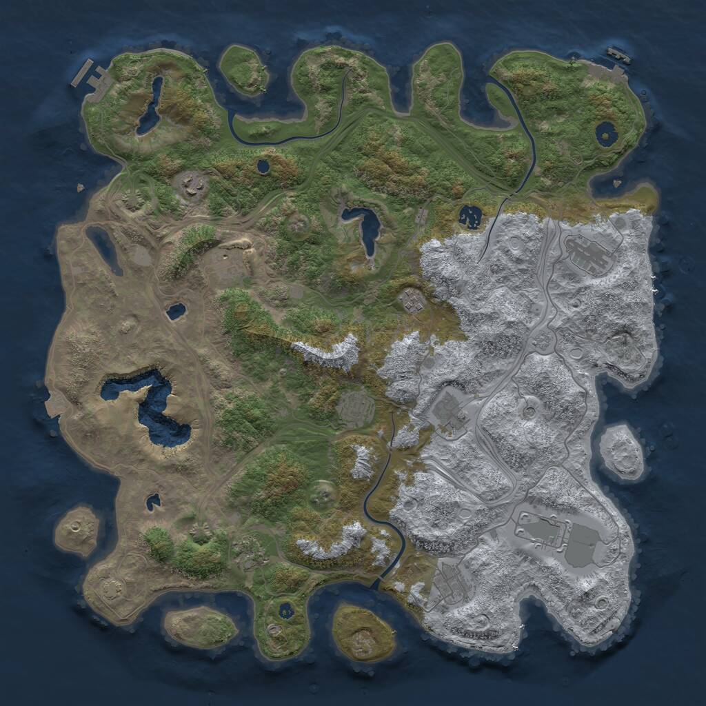 Rust Map: Procedural Map, Size: 4500, Seed: 1350, 16 Monuments