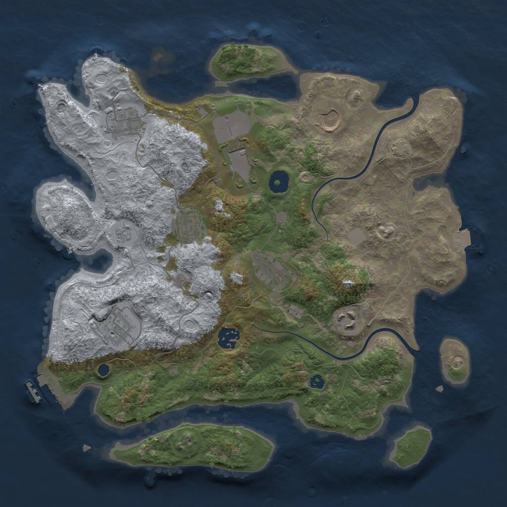 Rust Map: Procedural Map, Size: 3500, Seed: 1983022288, 12 Monuments