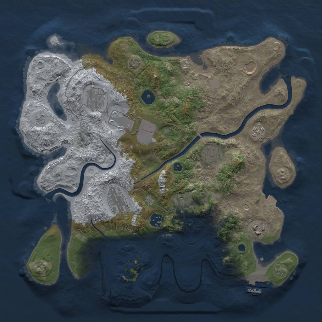 Rust Map: Procedural Map, Size: 3600, Seed: 12910, 14 Monuments