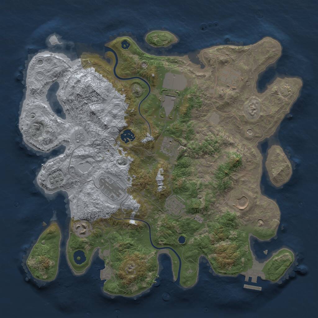 Rust Map: Procedural Map, Size: 3600, Seed: 12910, 14 Monuments