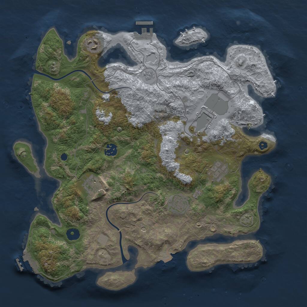 Rust Map: Procedural Map, Size: 3600, Seed: 22910, 12 Monuments