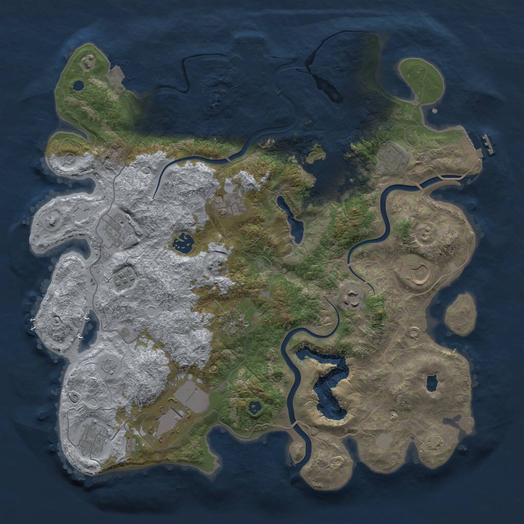 Rust Map: Procedural Map, Size: 4000, Seed: 1686410316, 17 Monuments