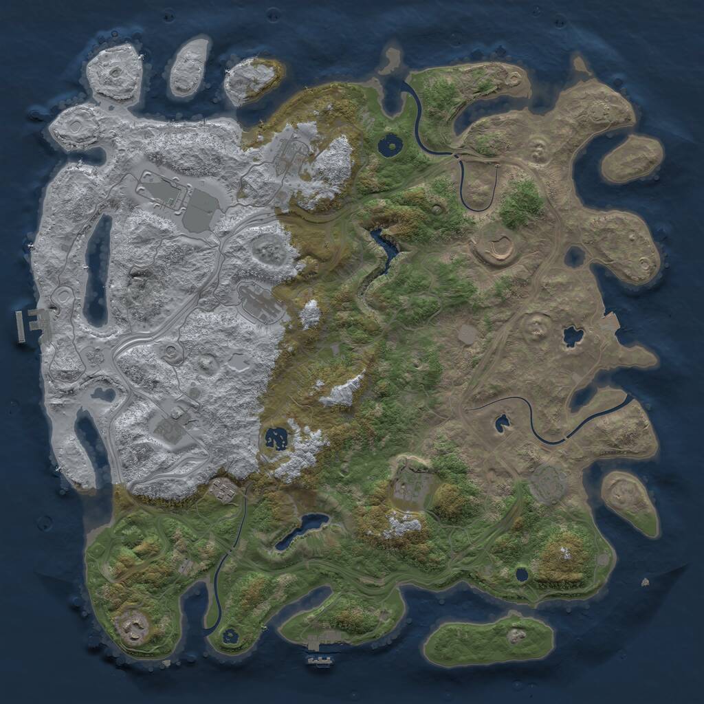 Rust Map: Procedural Map, Size: 4500, Seed: 154391723, 16 Monuments