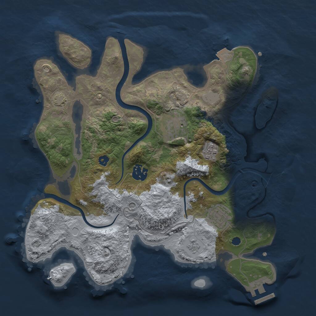 Rust Map: Procedural Map, Size: 3000, Seed: 268564216, 9 Monuments