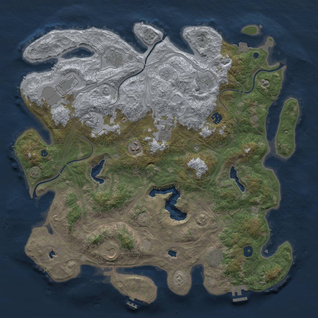 Rust Map: Procedural Map, Size: 4500, Seed: 1983740429, 16 Monuments