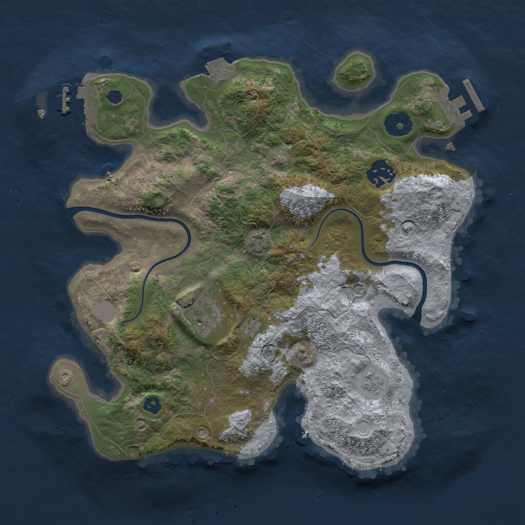 Rust Map: Procedural Map, Size: 3000, Seed: 3778, 8 Monuments