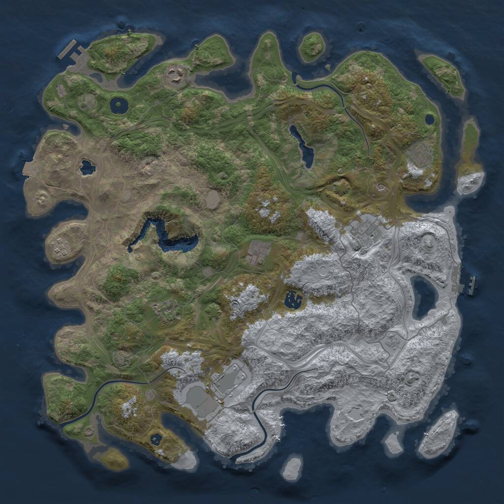 Rust Map: Procedural Map, Size: 4250, Seed: 486153, 14 Monuments