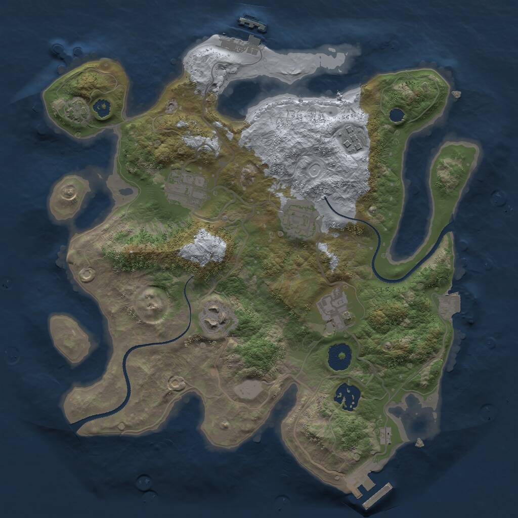 Rust Map: Procedural Map, Size: 3000, Seed: 9091, 10 Monuments