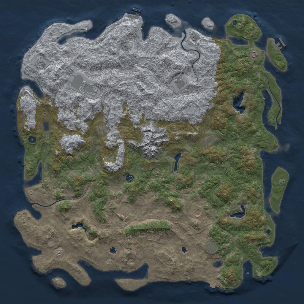 Rust Map: Procedural Map, Size: 6000, Seed: 50002, 17 Monuments