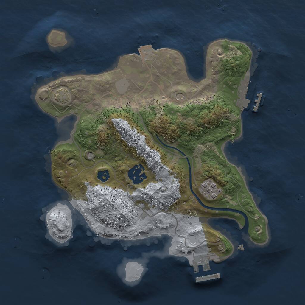 Rust Map: Procedural Map, Size: 2500, Seed: 421312344, 7 Monuments