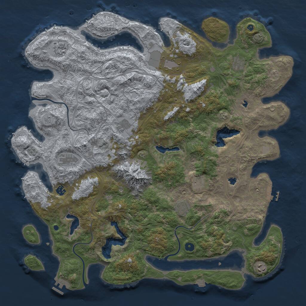 Rust Map: Procedural Map, Size: 5000, Seed: 63842, 16 Monuments