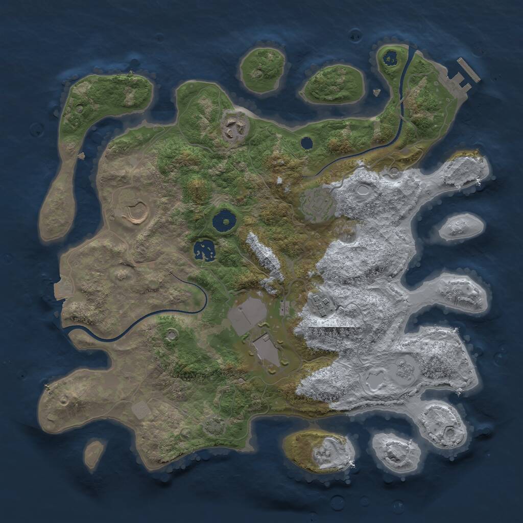 Rust Map: Procedural Map, Size: 3500, Seed: 125672, 11 Monuments