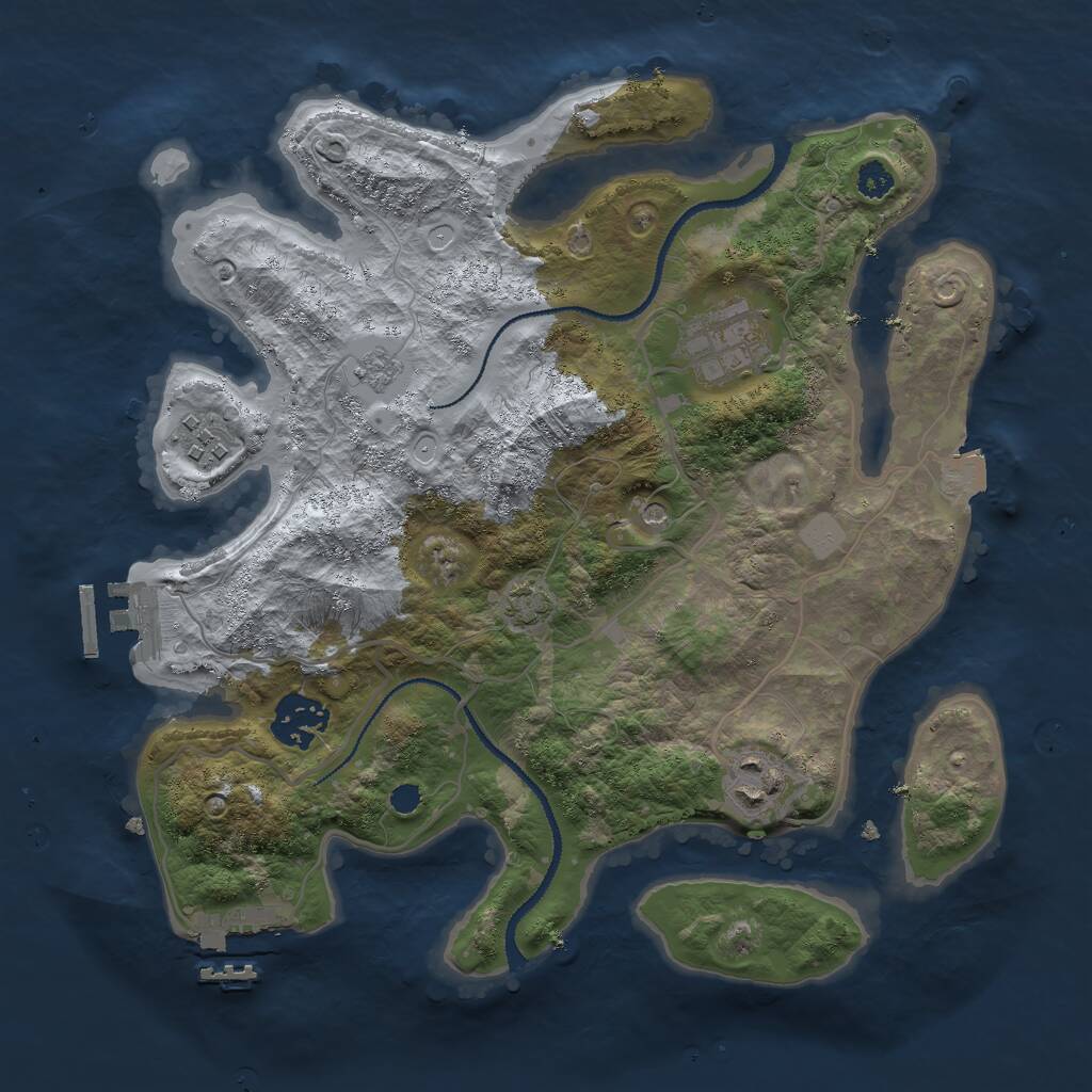 Rust Map: Procedural Map, Size: 3000, Seed: 12706, 10 Monuments