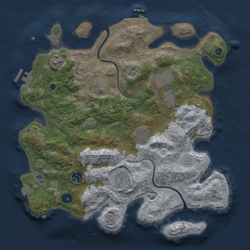 Rust Map: Procedural Map, Size: 3500, Seed: 35638777, 12 Monuments