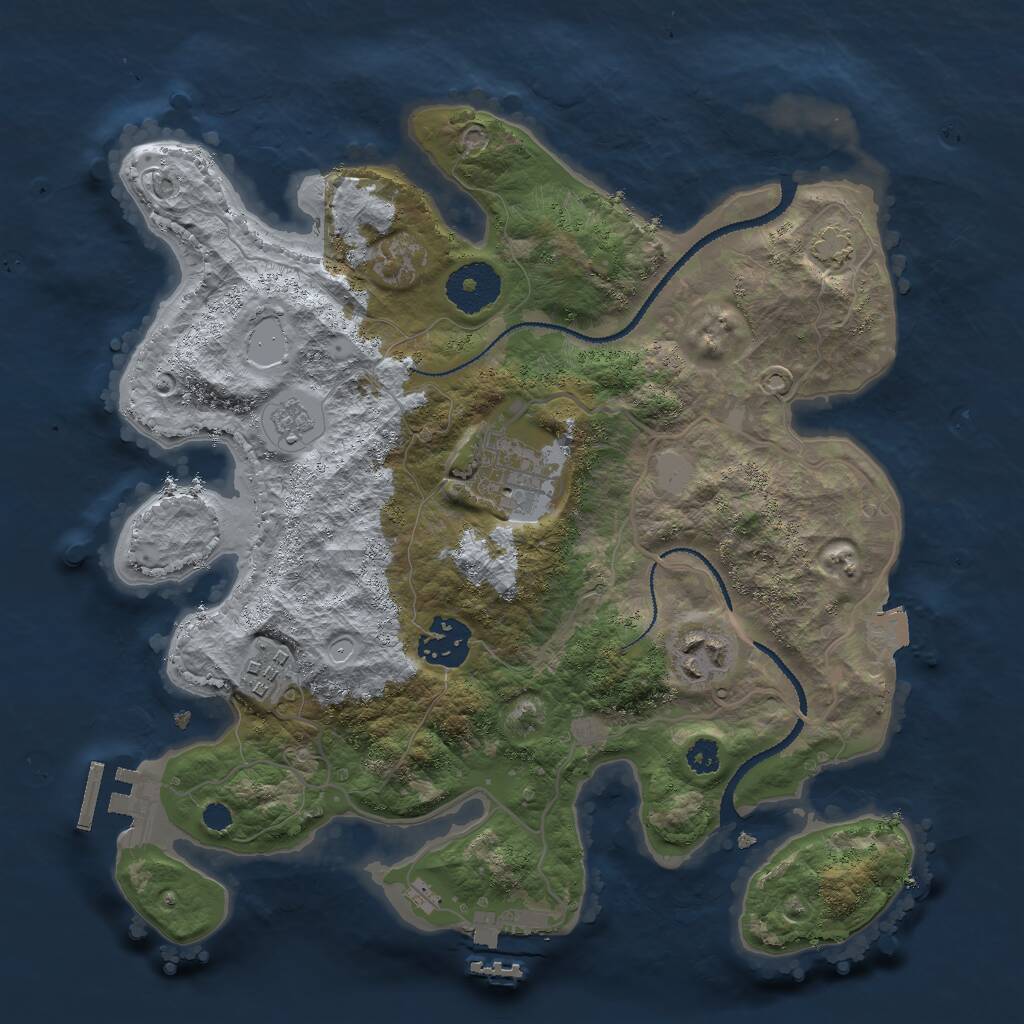 Rust Map: Procedural Map, Size: 3000, Seed: 843868772, 9 Monuments