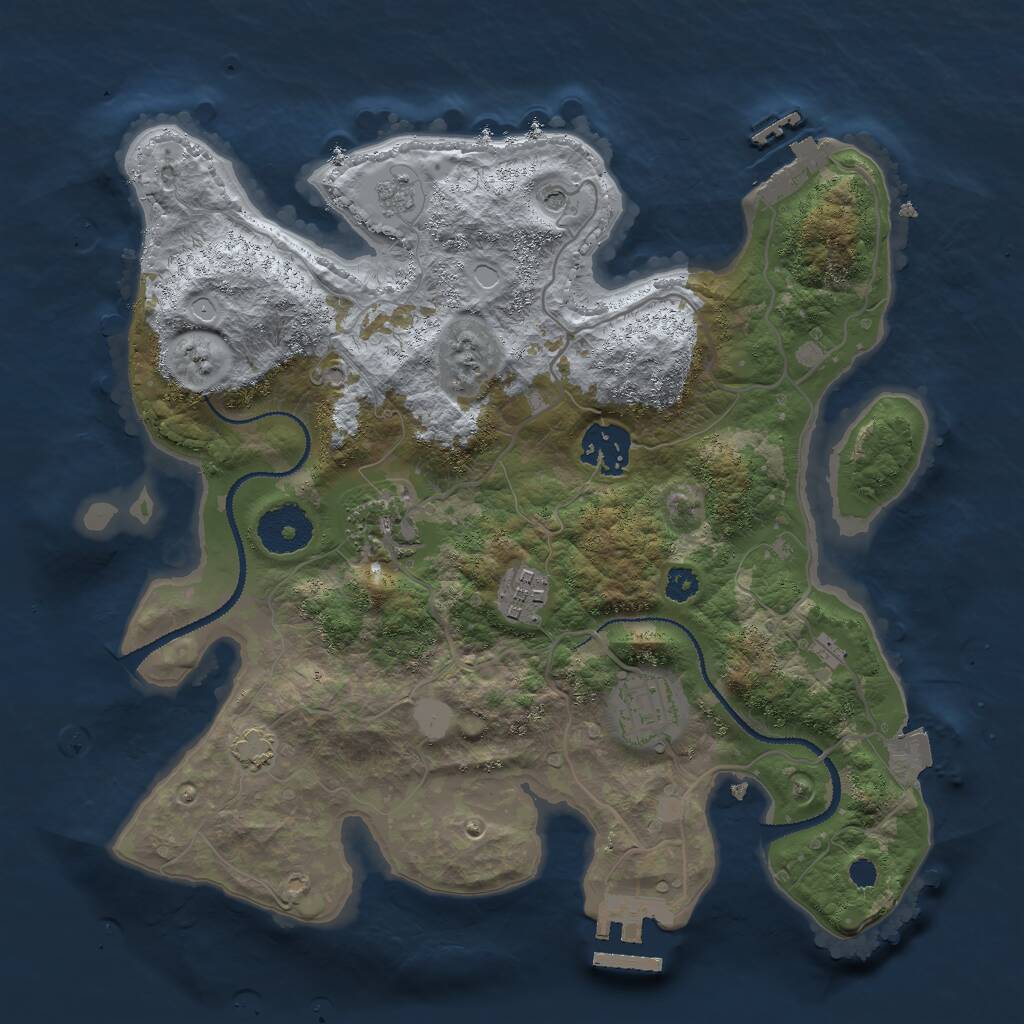 Rust Map: Procedural Map, Size: 3000, Seed: 29936, 10 Monuments