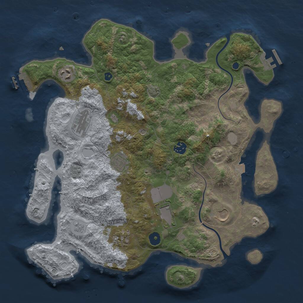 Rust Map: Procedural Map, Size: 3700, Seed: 793958396, 14 Monuments