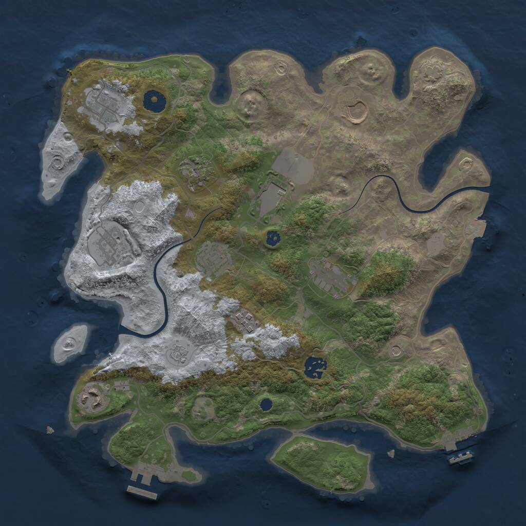 Rust Map: Procedural Map, Size: 3500, Seed: 858759303, 16 Monuments