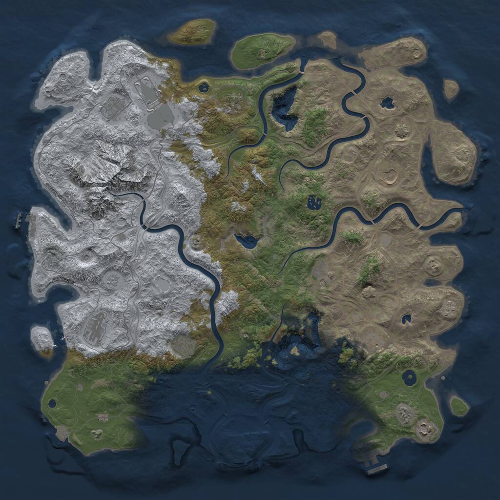 Rust Map: Procedural Map, Size: 5000, Seed: 3750, 17 Monuments