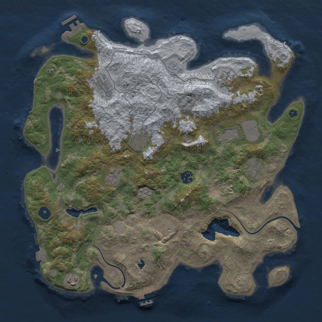 Rust Map: Procedural Map, Size: 4000, Seed: 504597316, 16 Monuments